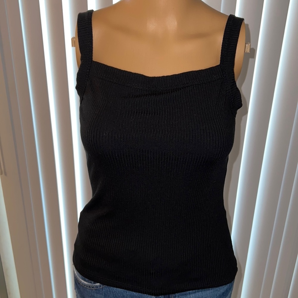Black Ribbed Reformation Jeans Tank-Top